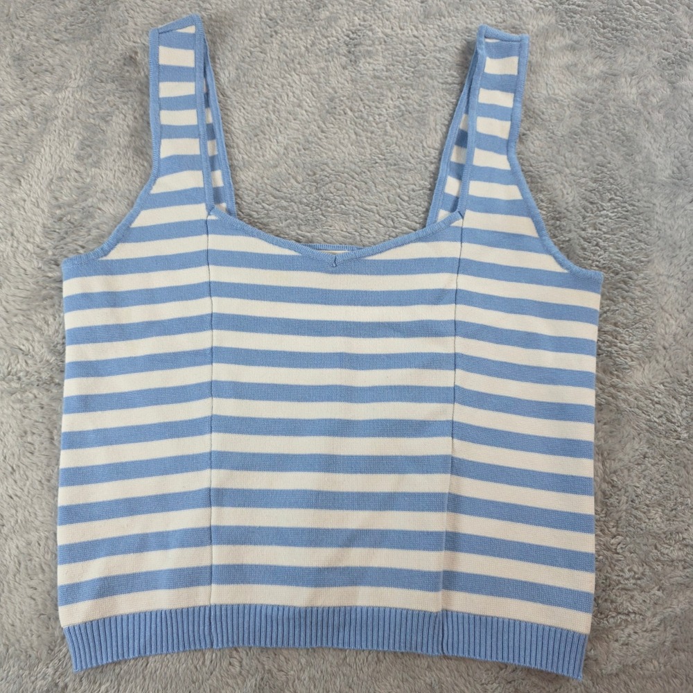 Abercrombie & Fitch Women Medium Blue Striped Sweater Tank Corset Seams